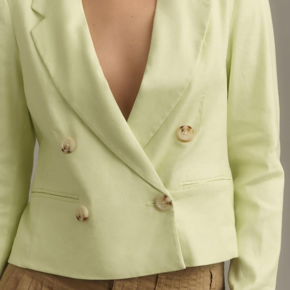 MAEVE Mint Green Linen Slim Blazer - size small